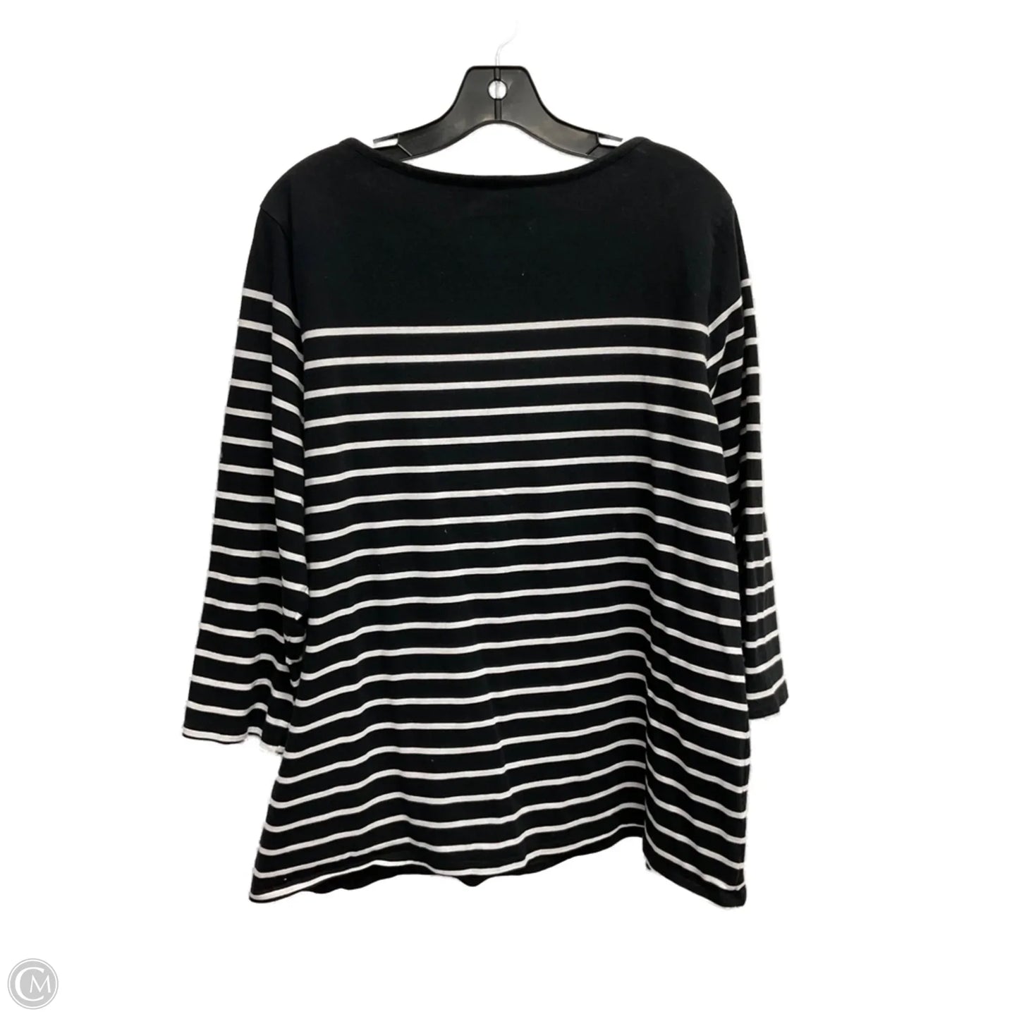 Top 3/4 Sleeve Basic By Time And Tru In Striped Pattern, Size: Xxl