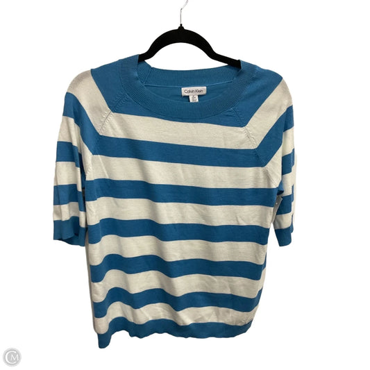 Sweater Short Sleeve By Calvin Klein In Striped Pattern, Size: S