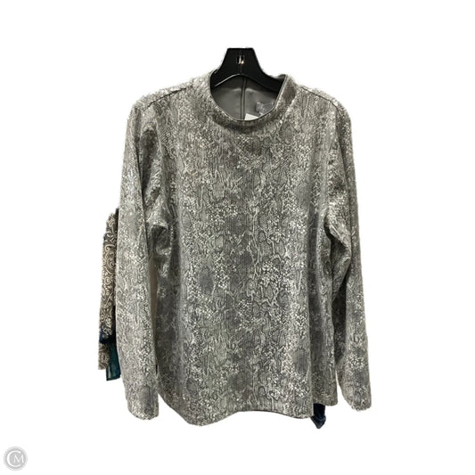 Top Long Sleeve By Chicos In Silver, Size: L