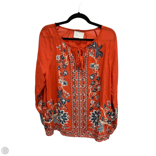 Top Long Sleeve By Chicos In Orange, Size: M