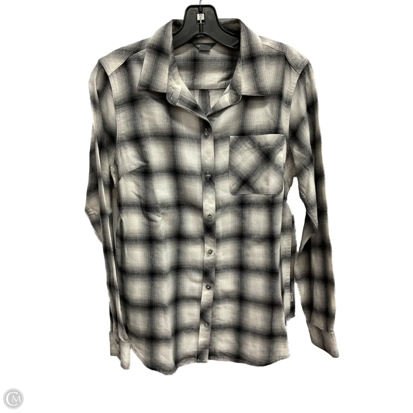 Top Long Sleeve By Eddie Bauer In Plaid Pattern, Size: M