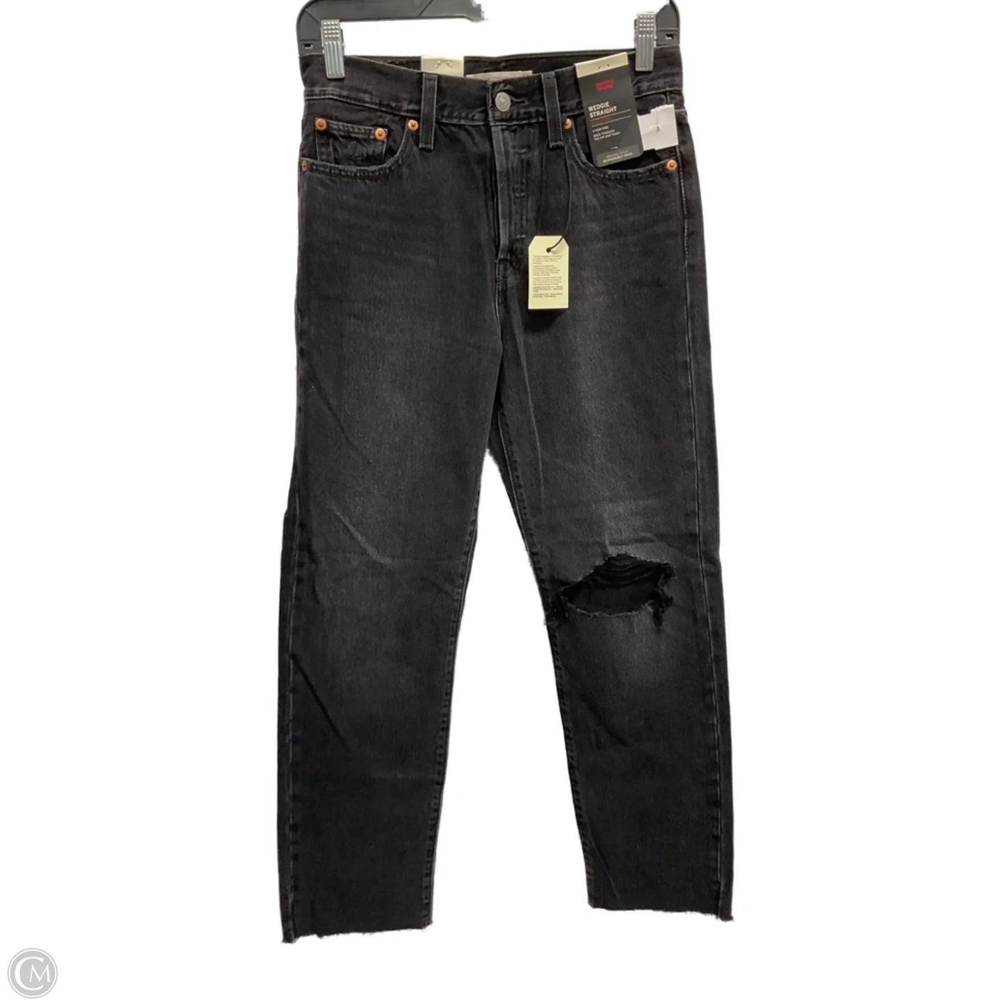 Jeans Straight By Levis In Black Denim, Size: 2