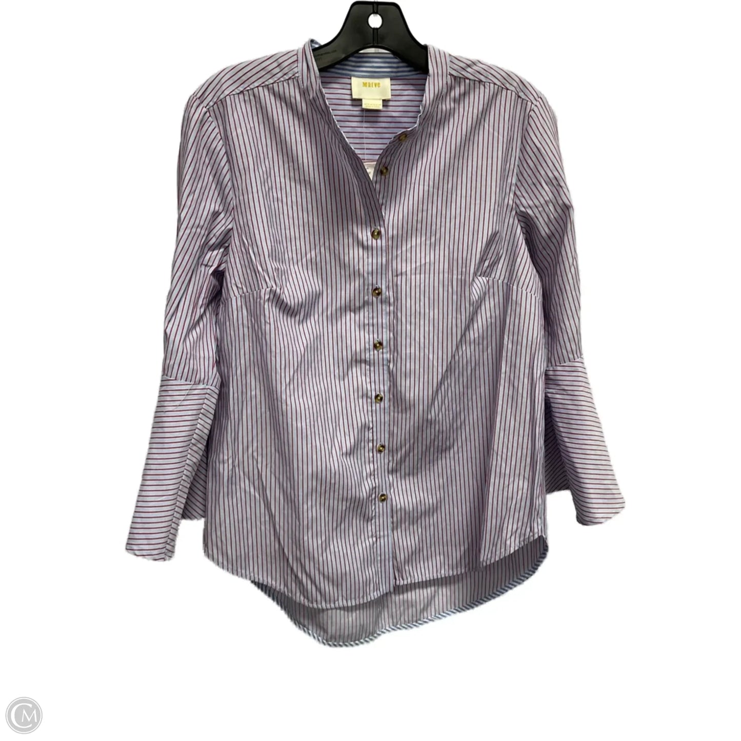 Blouse Long Sleeve By Maeve In Striped Pattern, Size: M