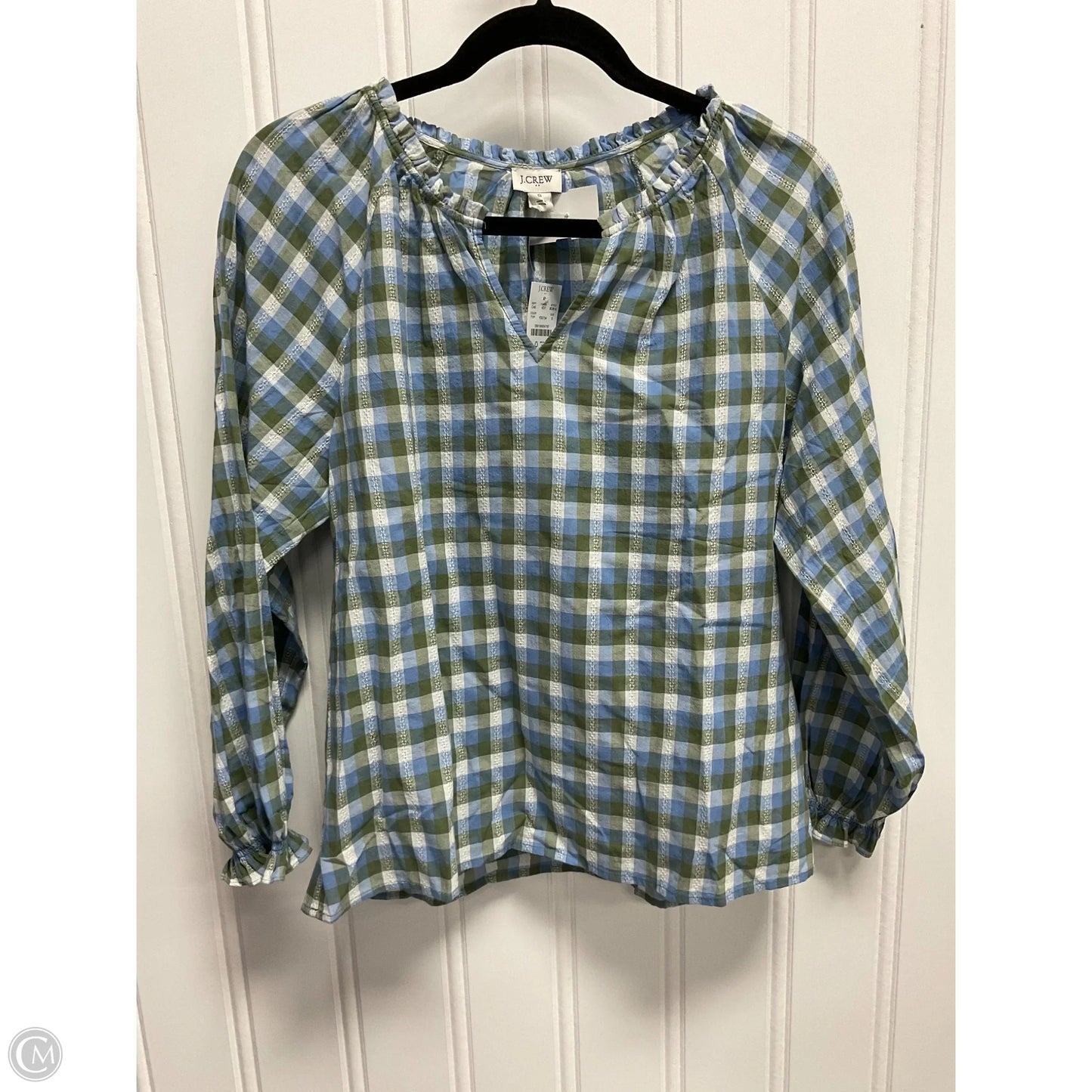Top Long Sleeve By J. Crew In Checkered Pattern, Size: S