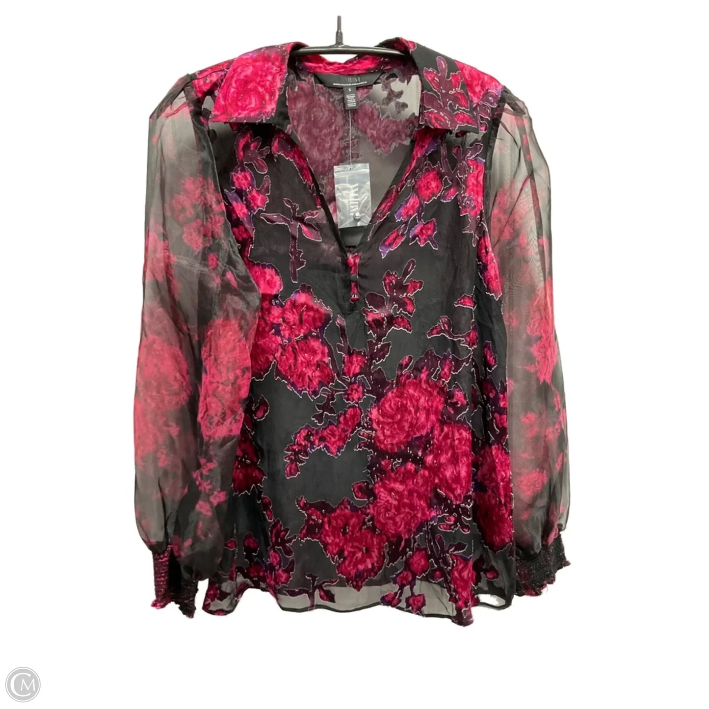 Blouse Long Sleeve By White House Black Market In Floral Print, Size: S