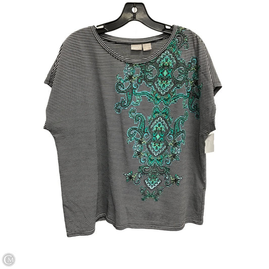 Top Short Sleeve By Chicos In Striped Pattern, Size: Xl