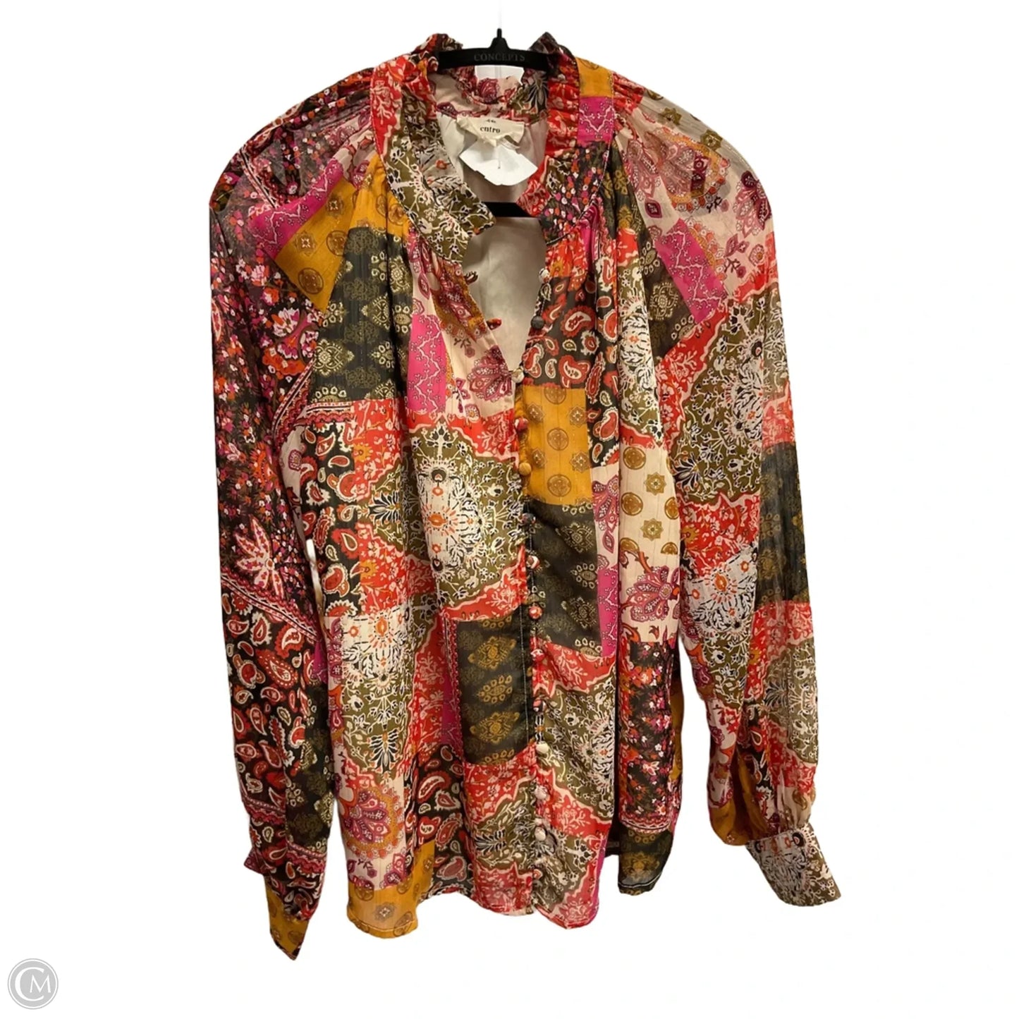 Blouse Long Sleeve By Entro In Multi-colored, Size: L