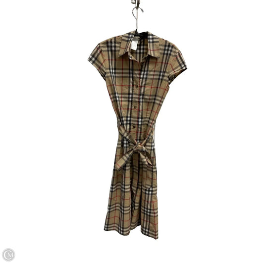 Dress Luxury Designer By Burberry In Plaid Pattern, Size: S