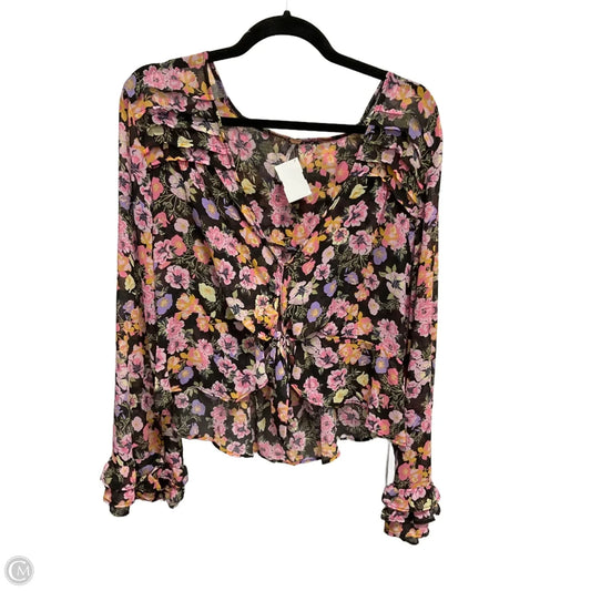 Blouse Long Sleeve By Free People In Floral Print, Size: L