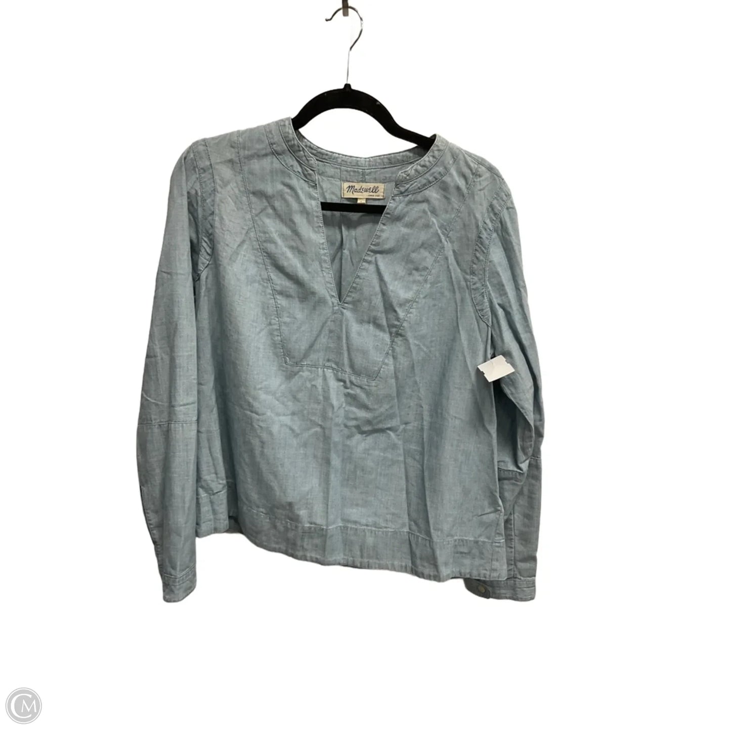 Top Long Sleeve By Madewell In Blue Denim, Size: L