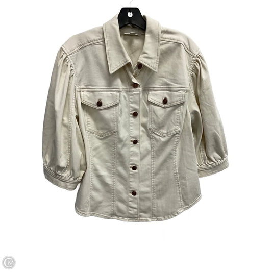 Jacket Denim By Chicos In Cream, Size: Xl