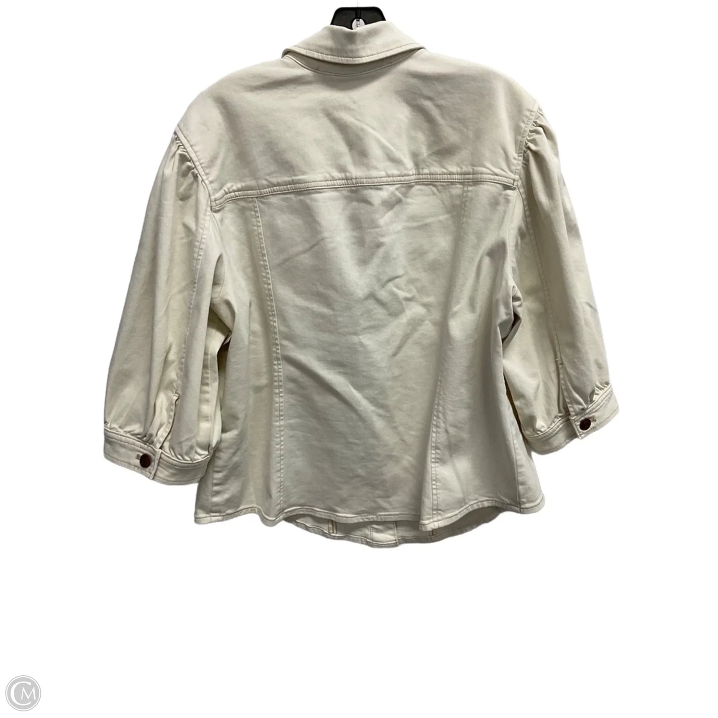 Jacket Denim By Chicos In Cream, Size: Xl