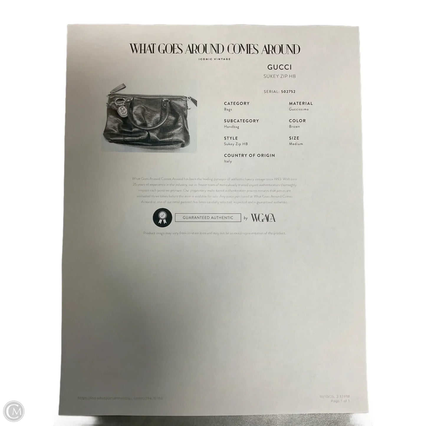 Handbag Luxury Designer By Gucci, Size: Large