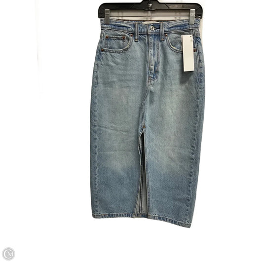Skirt Midi By Abercrombie And Fitch In Blue Denim, Size: 0p
