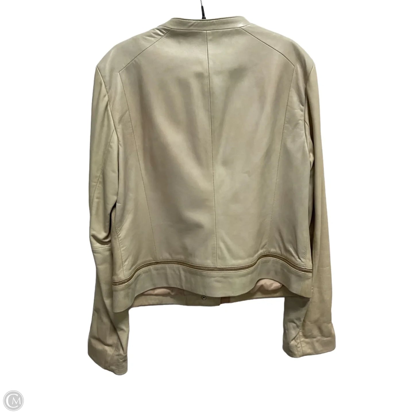 Jacket Moto Leather By Ann Taylor In Beige, Size: L