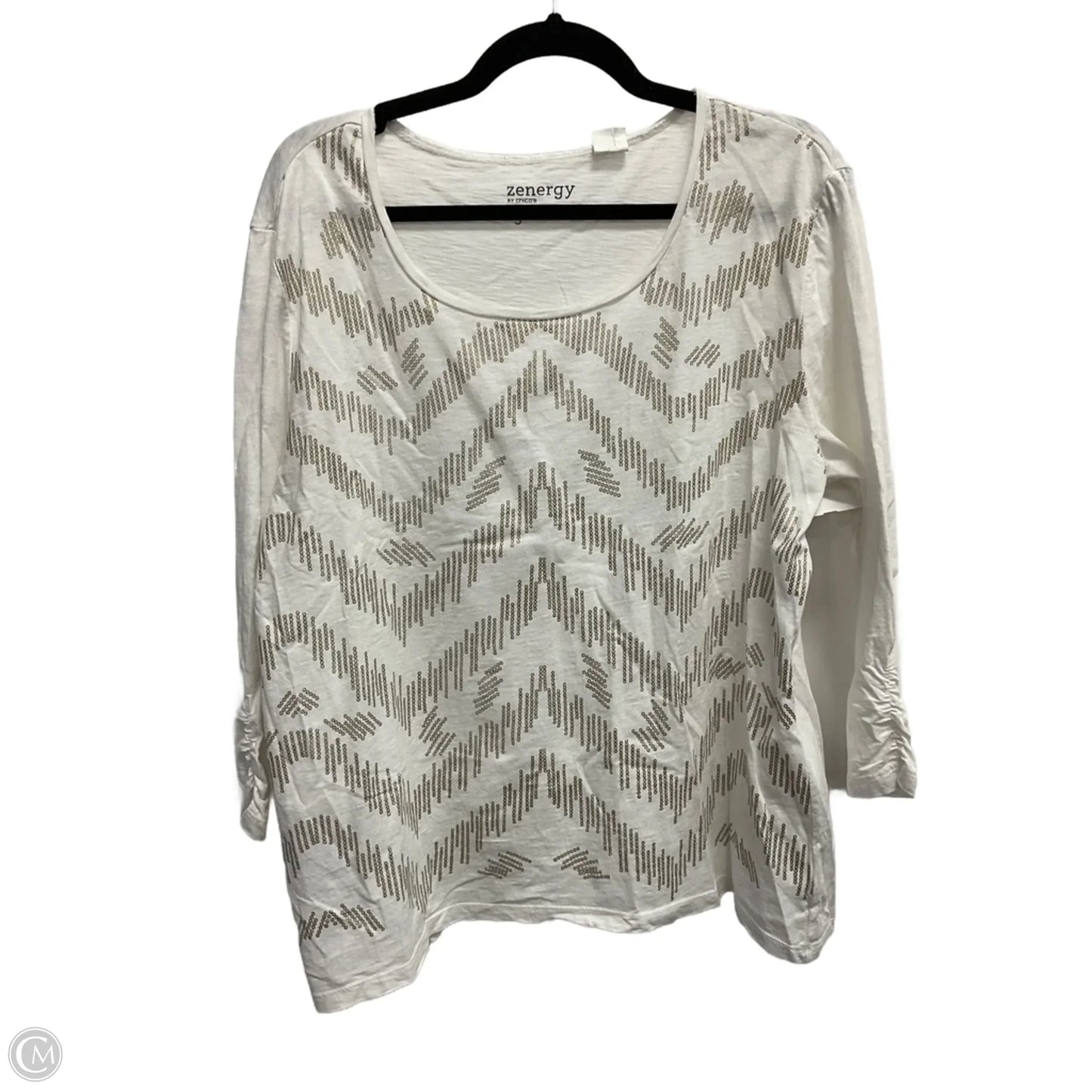 Top 3/4 Sleeve Basic By Chicos In White, Size: Xl