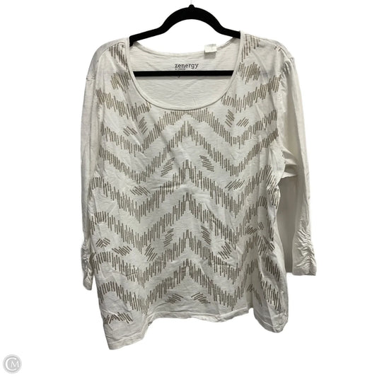 Top 3/4 Sleeve Basic By Chicos In White, Size: Xl