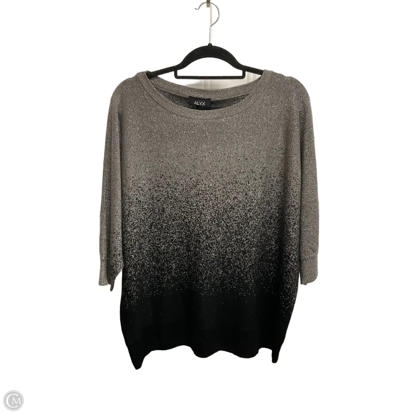 Sweater Short Sleeve By Alyx In Black & Grey, Size: 3x