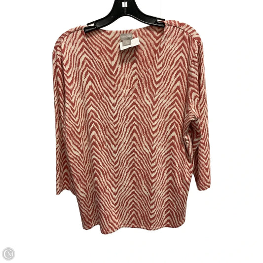 Top 3/4 Sleeve By Chicos In Pink, Size: L