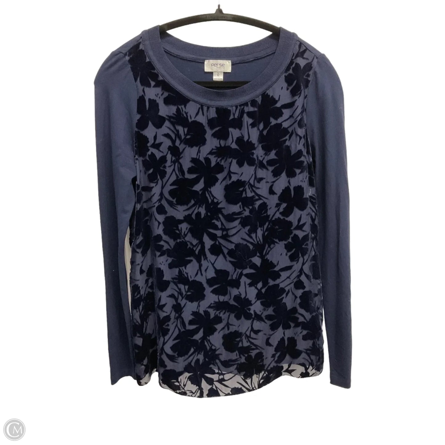 Top Long Sleeve By Per Se In Navy, Size: Xs