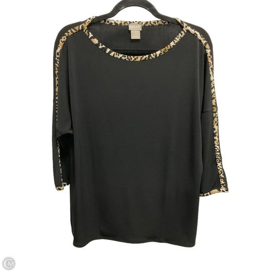 Top 3/4 Sleeve By Chicos In Black, Size: L