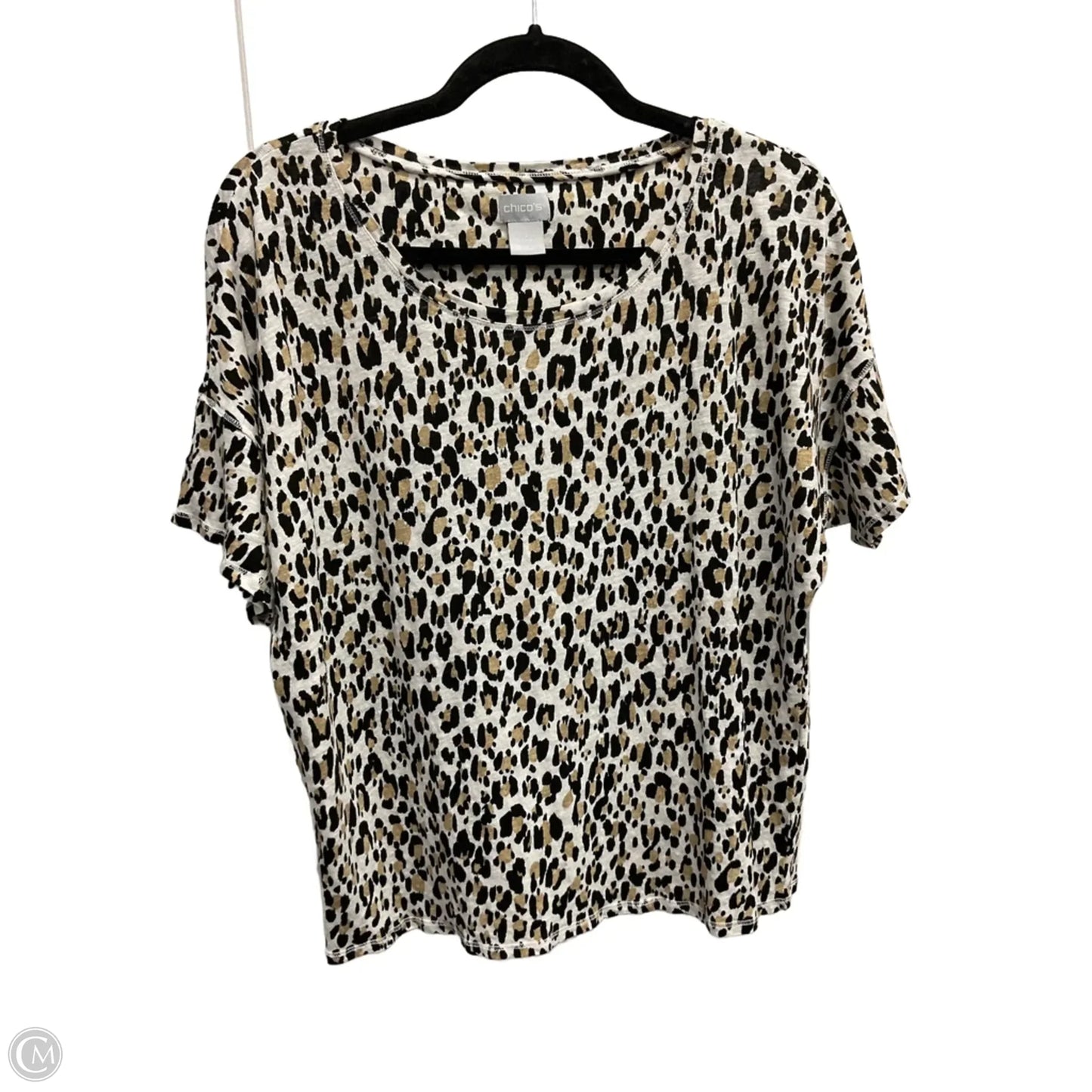 Top Short Sleeve Basic By Chicos In Leopard Print, Size: L