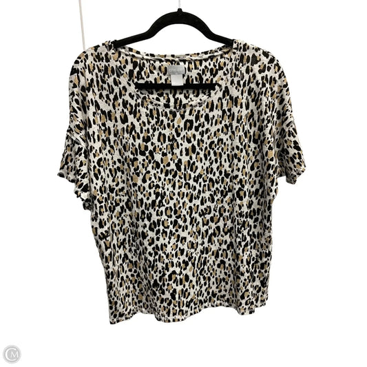 Top Short Sleeve Basic By Chicos In Leopard Print, Size: L