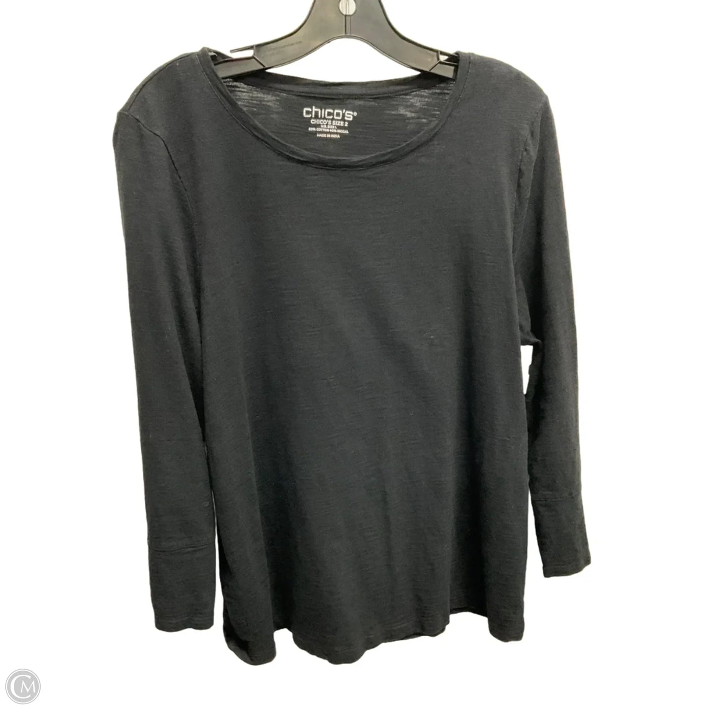 Top 3/4 Sleeve Basic By Chicos In Black, Size: L