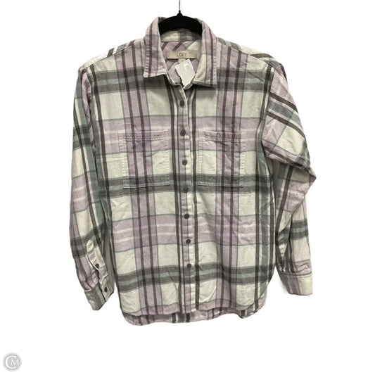 Top Long Sleeve By Loft In Plaid Pattern, Size: Xs