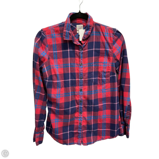 Top Long Sleeve By J. Crew In Plaid Pattern, Size: S