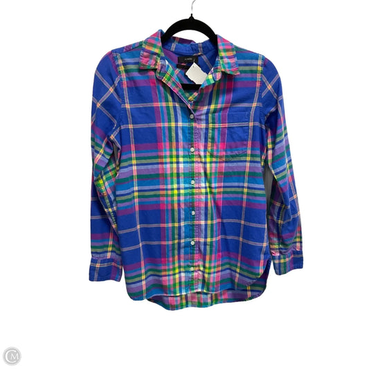 Top Long Sleeve By J. Crew In Plaid Pattern, Size: Xs