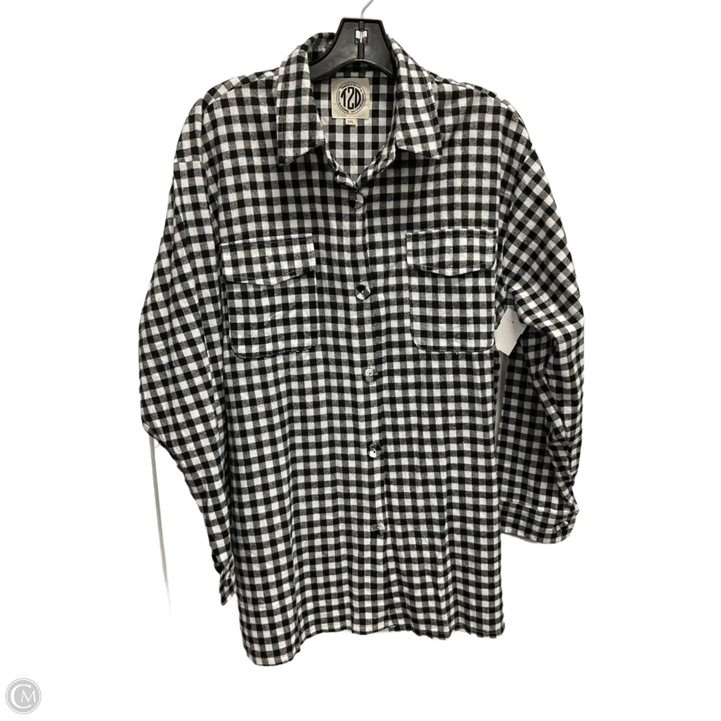 Blouse Long Sleeve By Clothes Mentor In Checkered Pattern, Size: 3x