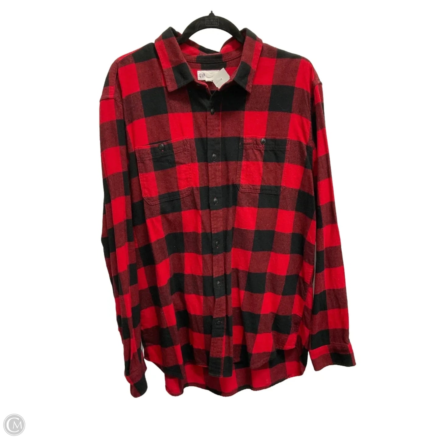 Top Long Sleeve By Gap In Checkered Pattern, Size: Xl