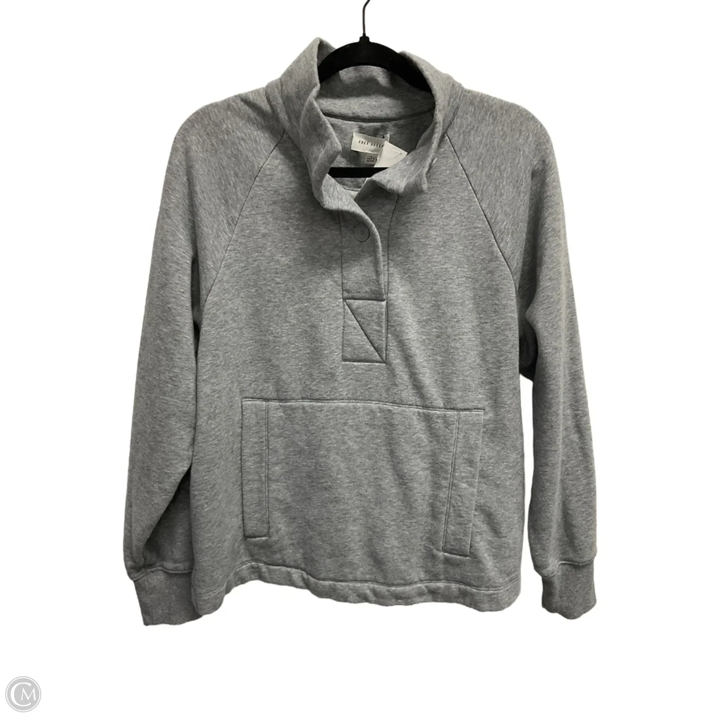 Athletic Top Long Sleeve Collar By Free Assembly In Grey, Size: L