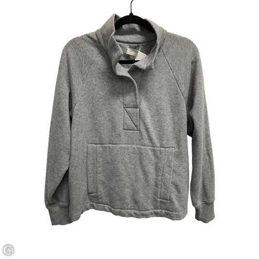 Athletic Top Long Sleeve Collar By Free Assembly In Grey, Size: L