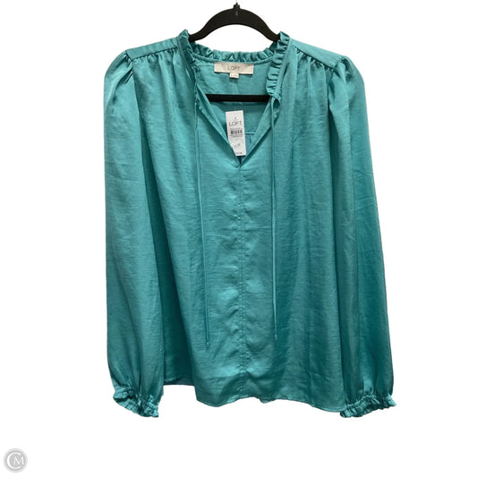 Blouse Long Sleeve By Loft In Teal, Size: L