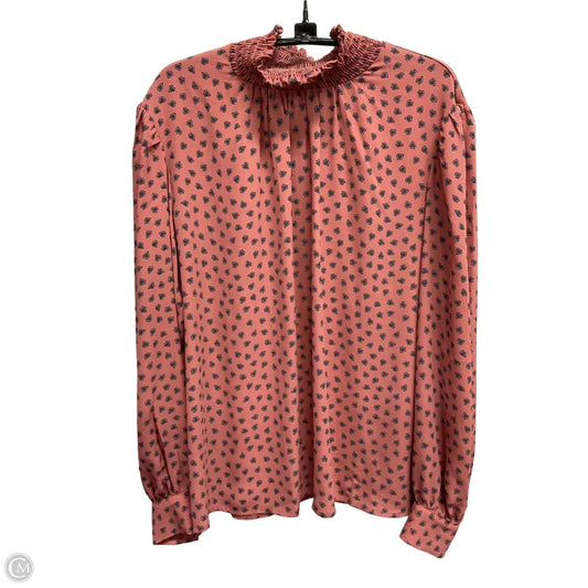 Blouse Long Sleeve By Ann Taylor In Pink, Size: L