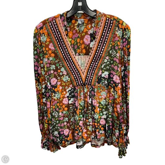 Top Long Sleeve By Blank London In Floral Print, Size: M