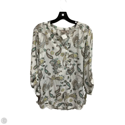 Blouse Long Sleeve By Chicos In Paisley Print, Size: Xl