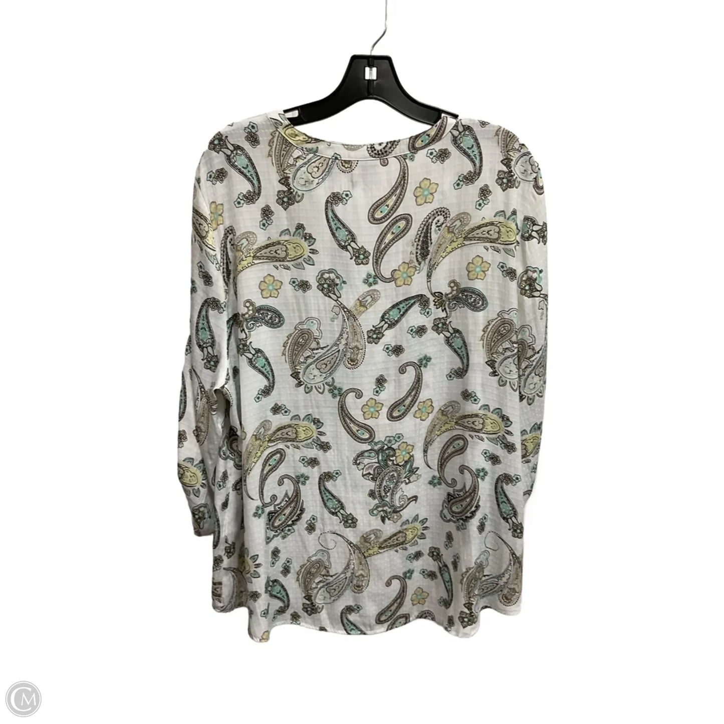Blouse Long Sleeve By Chicos In Paisley Print, Size: Xl