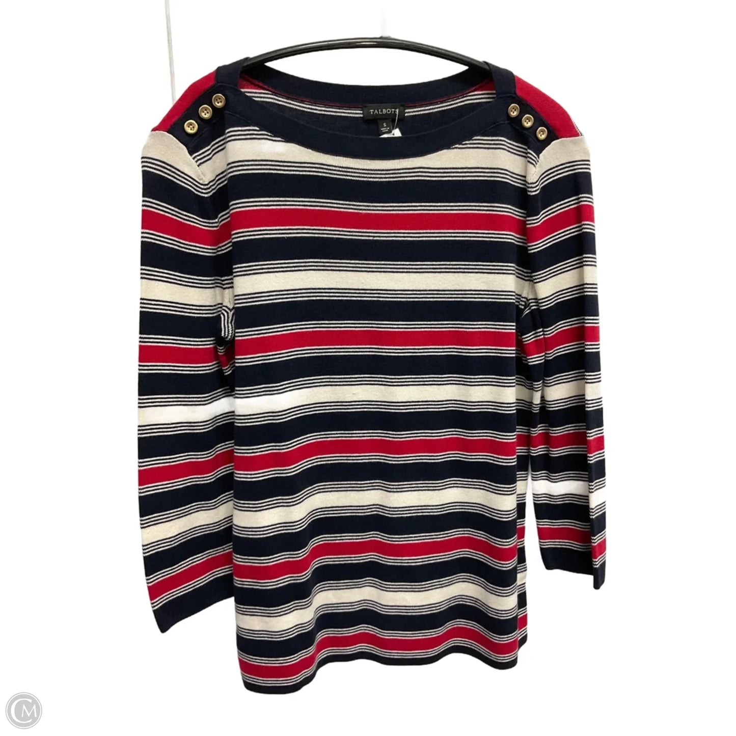 Top 3/4 Sleeve By Talbots In Striped Pattern, Size: S