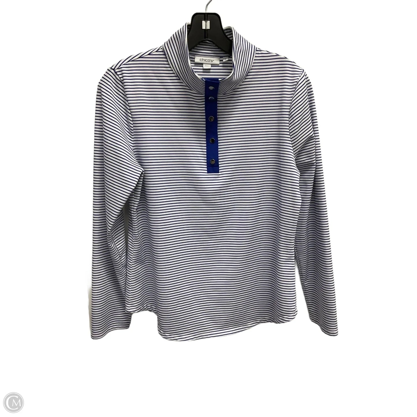Sweatshirt Collar By Chicos In Striped Pattern, Size: S