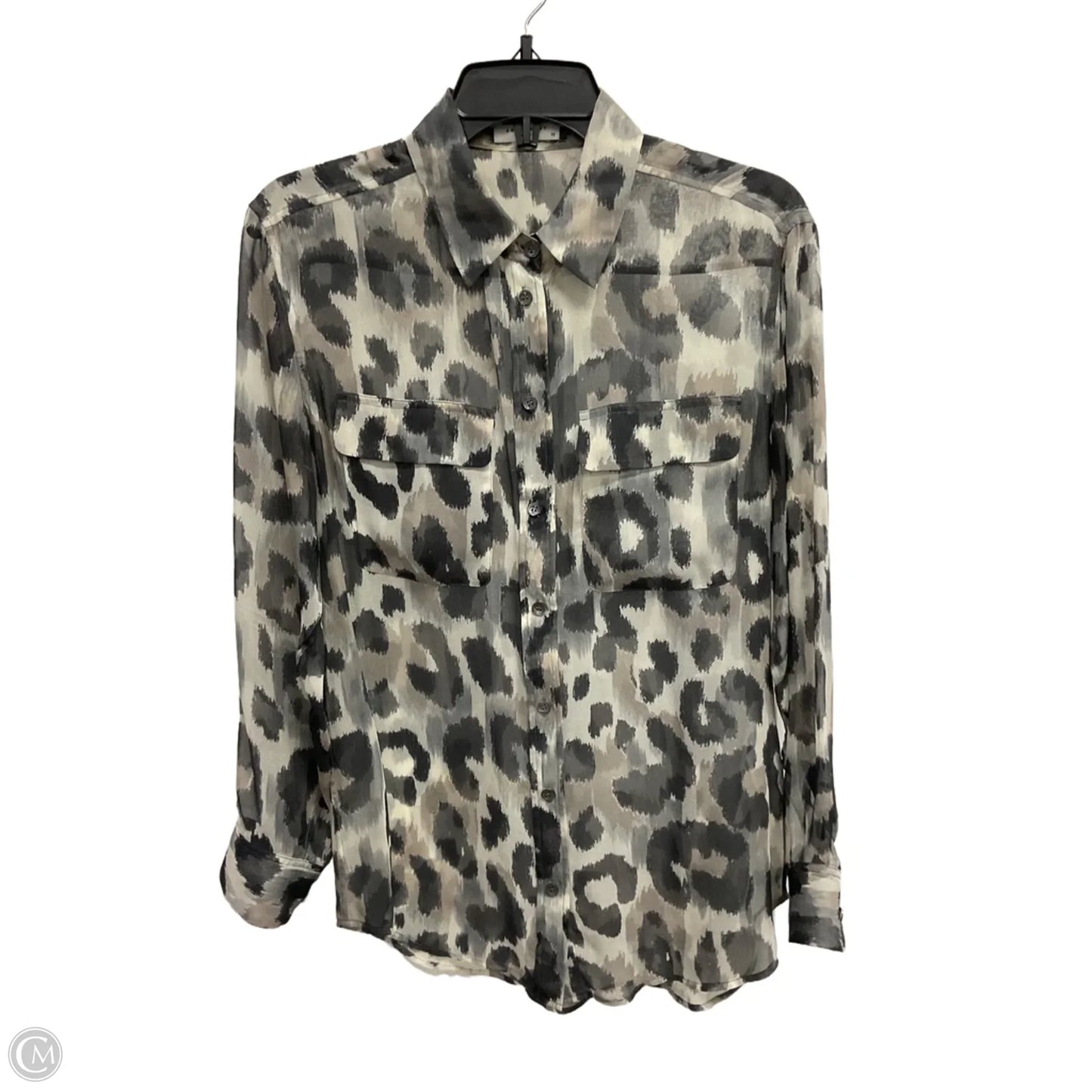 Blouse Long Sleeve By Equipment In Grey, Size: Xs