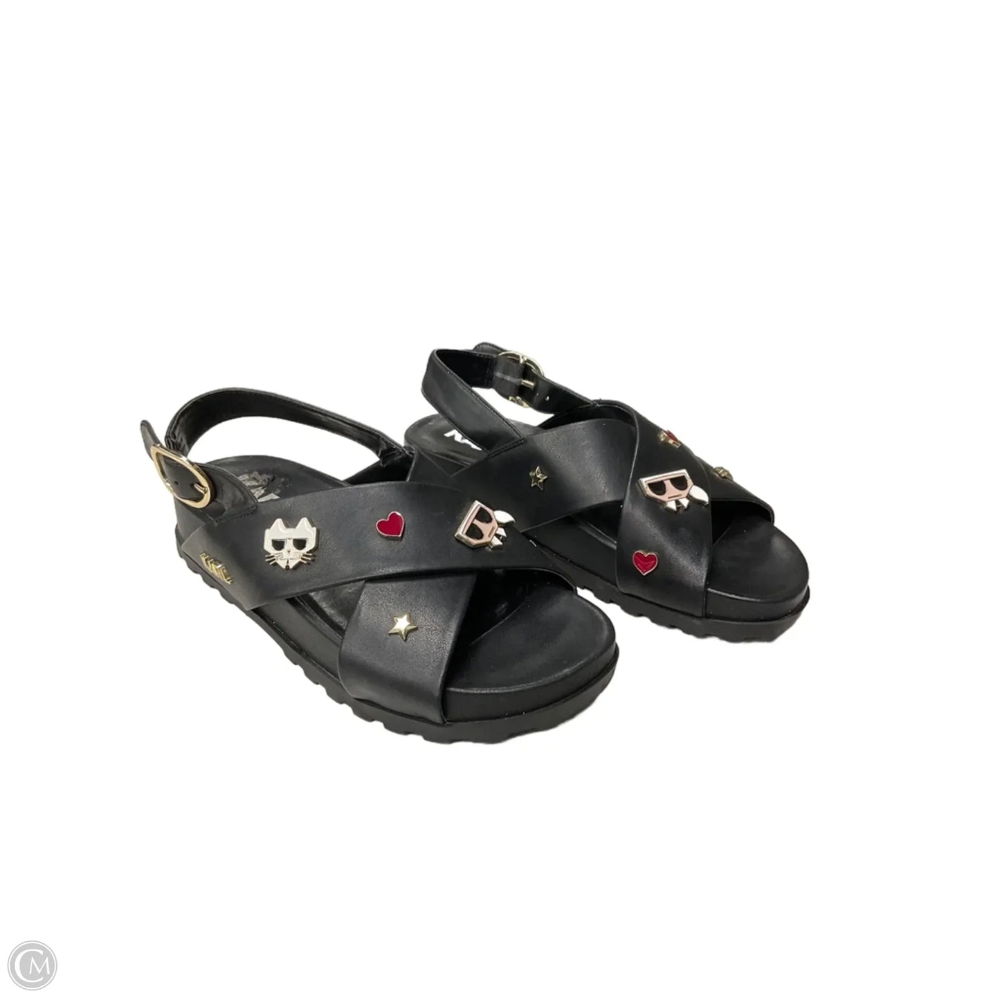 Sandals Designer By Karl Lagerfeld In Black, Size: 7.5