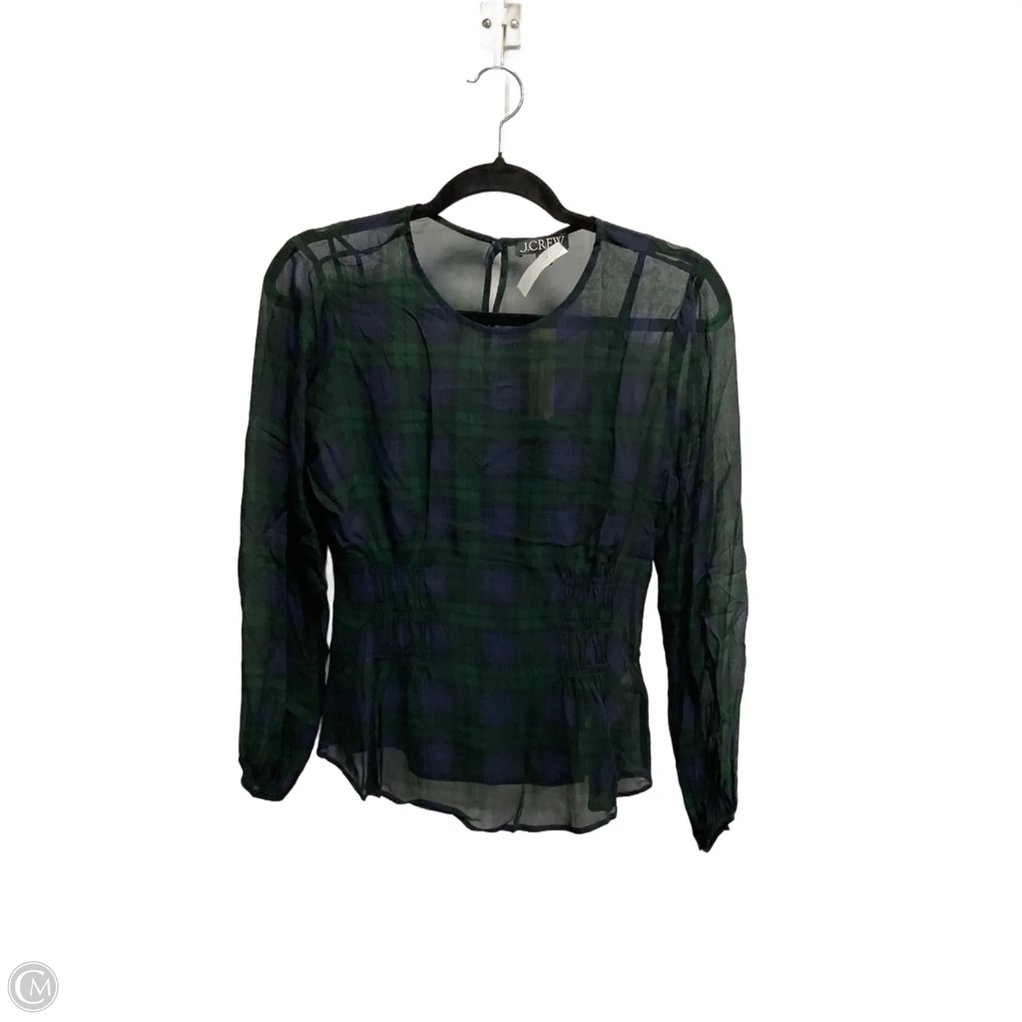 Blouse Long Sleeve By J. Crew In Plaid Pattern, Size: Xs