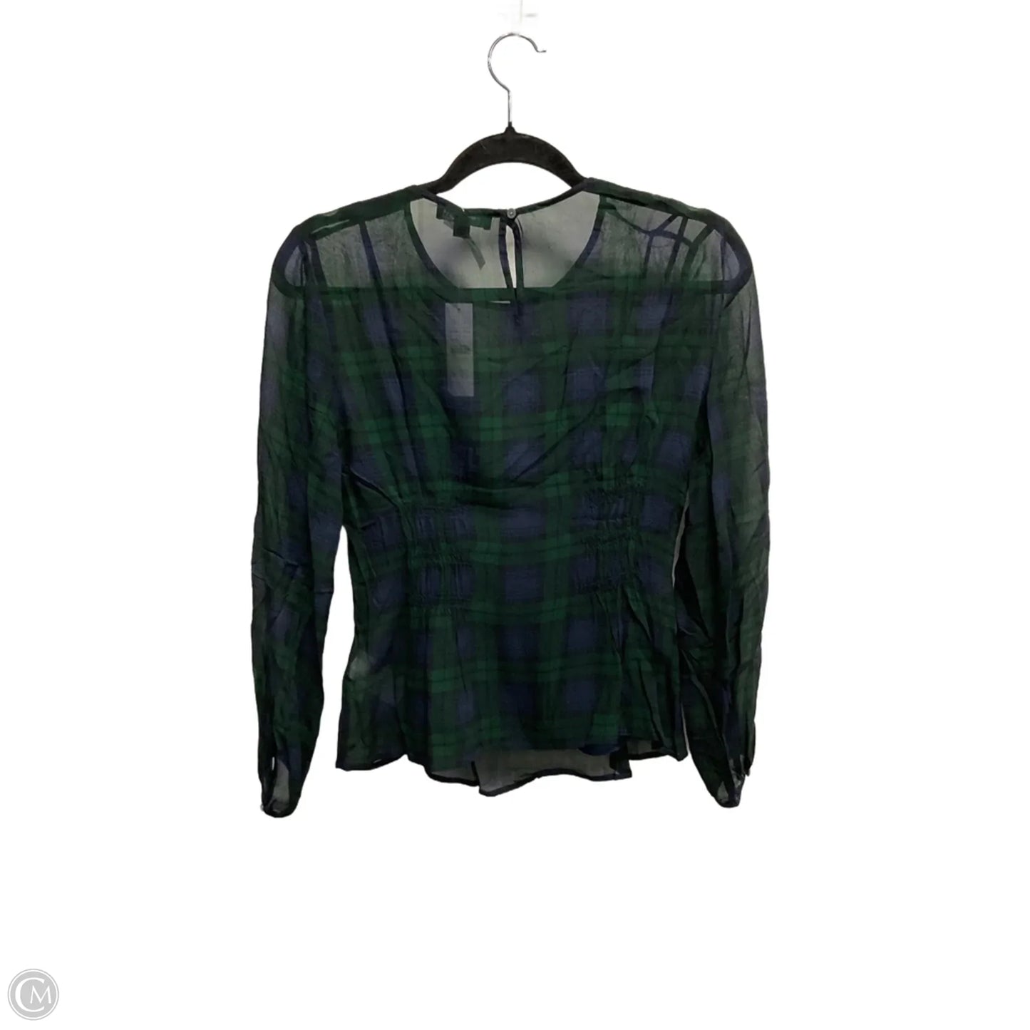 Blouse Long Sleeve By J. Crew In Plaid Pattern, Size: Xs