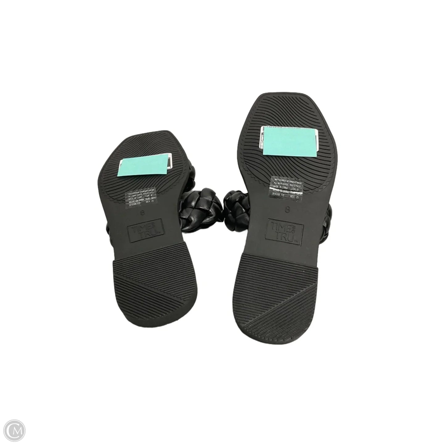 Sandals Flip Flops By Time And Tru In Black, Size: 8