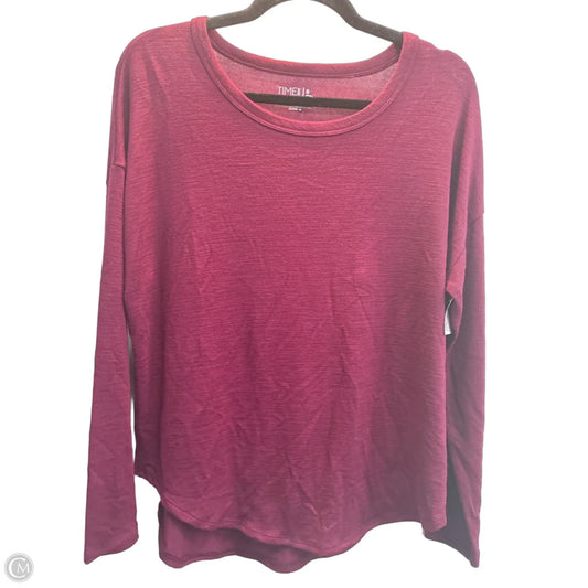 Top Long Sleeve Basic By Time And Tru In Maroon, Size: S