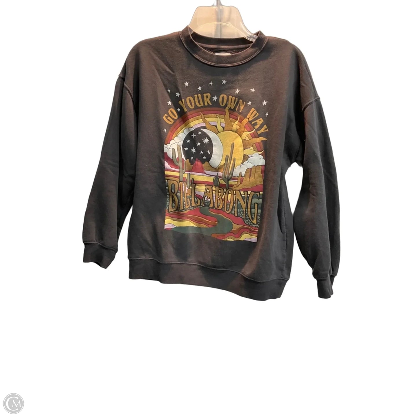 Sweatshirt Collar By Billabong In Grey, Size: M