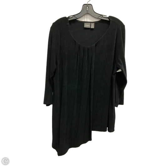 Top 3/4 Sleeve By Chicos In Black, Size: L